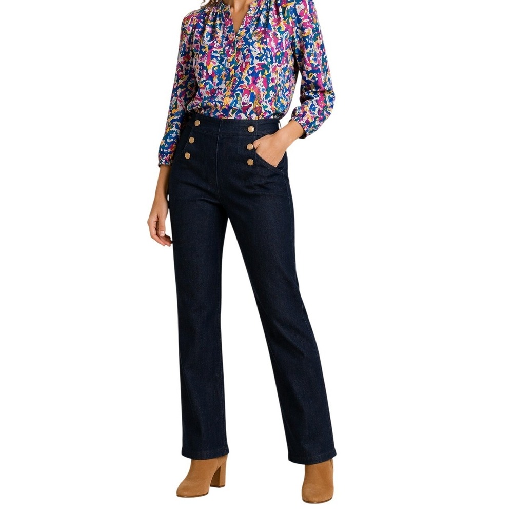 Boden The Southampton Sailor Jean Women 12P Dark Indigo Blue High Rise‎ Wide Leg